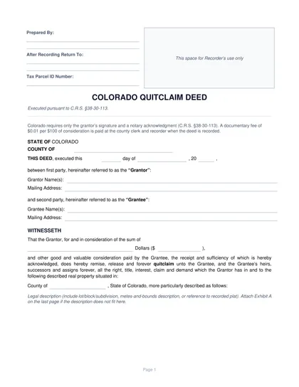 colorado quit claim deed form