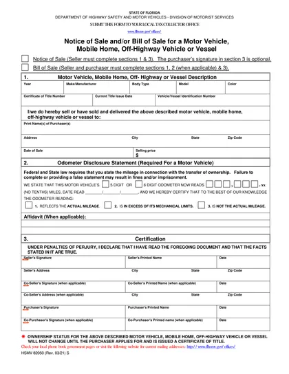 florida bill of sale form