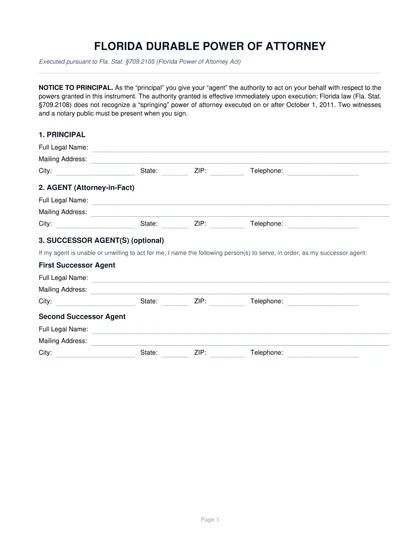 florida power of attorney form