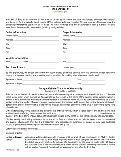kansas bill of sale form
