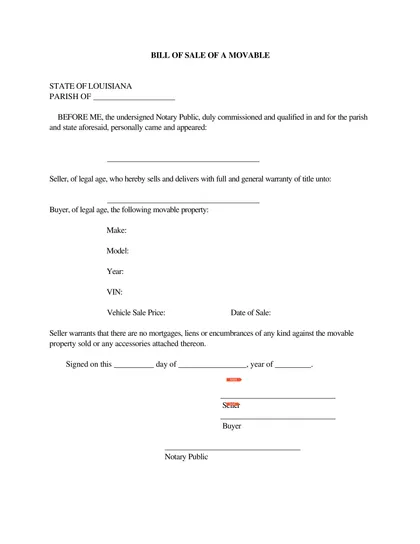 louisiana bill of sale form