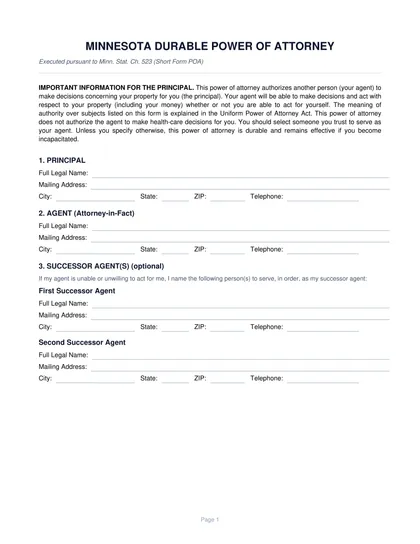 minnesota power of attorney form