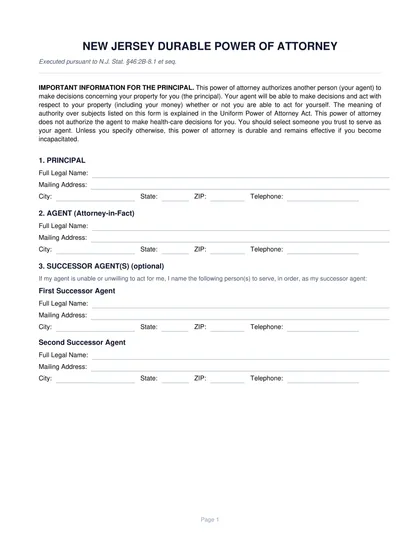 new jersey power of attorney form