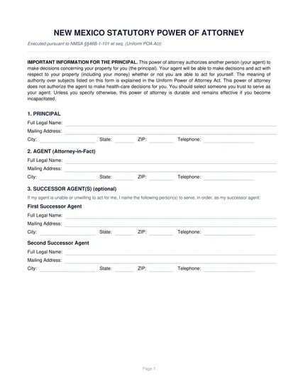 new mexico power of attorney form