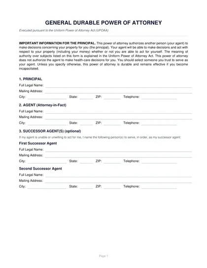 power of attorney form