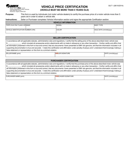 virginia bill of sale form